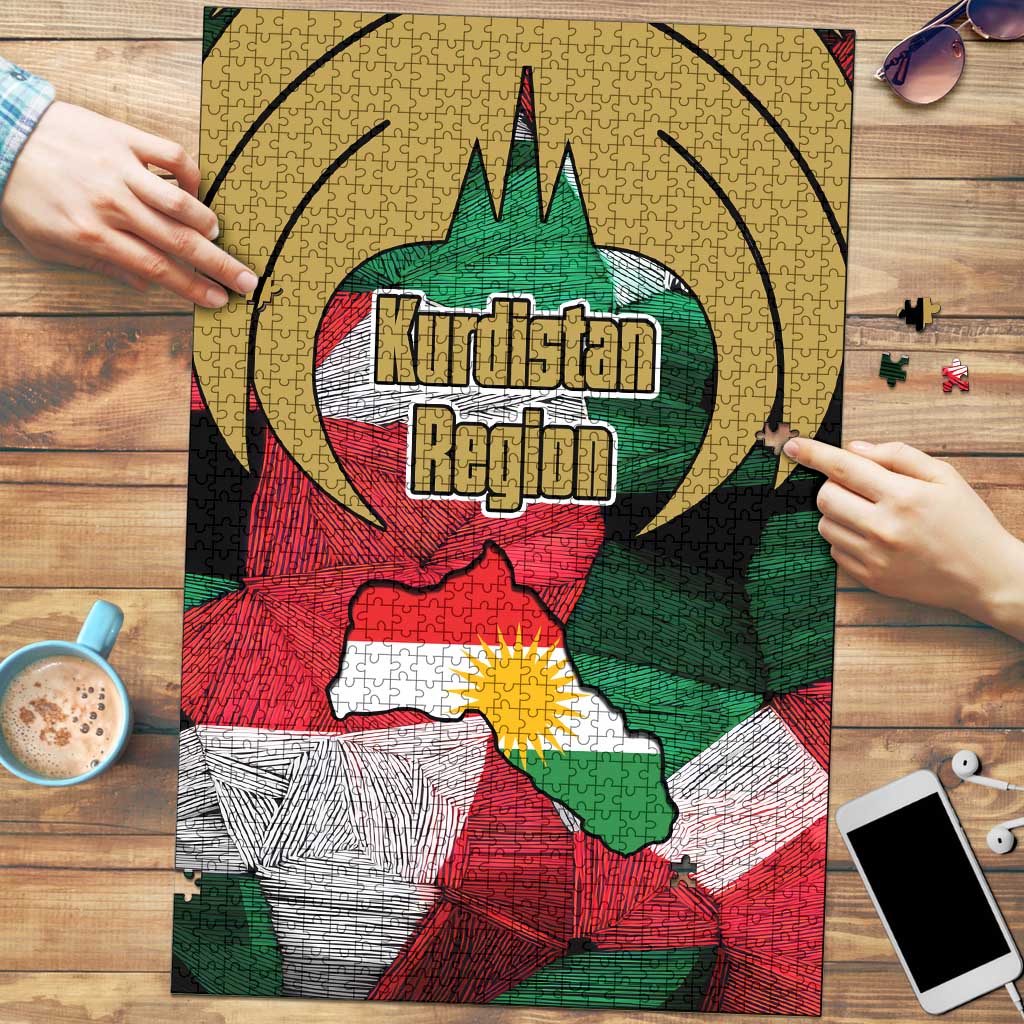 Kurdistan Region Iraq Puzzle Eagle Emblem Red Green Black - Wonder Print Shop