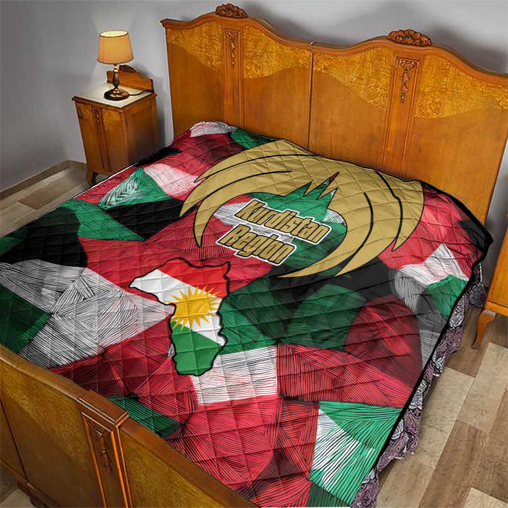 Kurdistan Region Iraq Quilt Eagle Emblem Red Green Black - Wonder Print Shop
