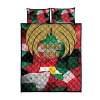 Kurdistan Region Iraq Quilt Bed Set Eagle Emblem Red Green Black - Wonder Print Shop