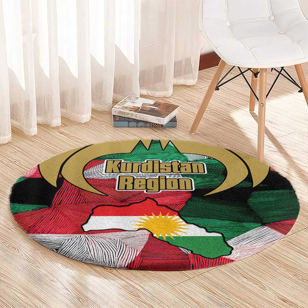 Kurdistan Region Iraq Round Carpet Eagle Emblem Red Green Black - Wonder Print Shop