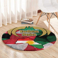 Kurdistan Region Iraq Round Carpet Eagle Emblem Red Green Black - Wonder Print Shop