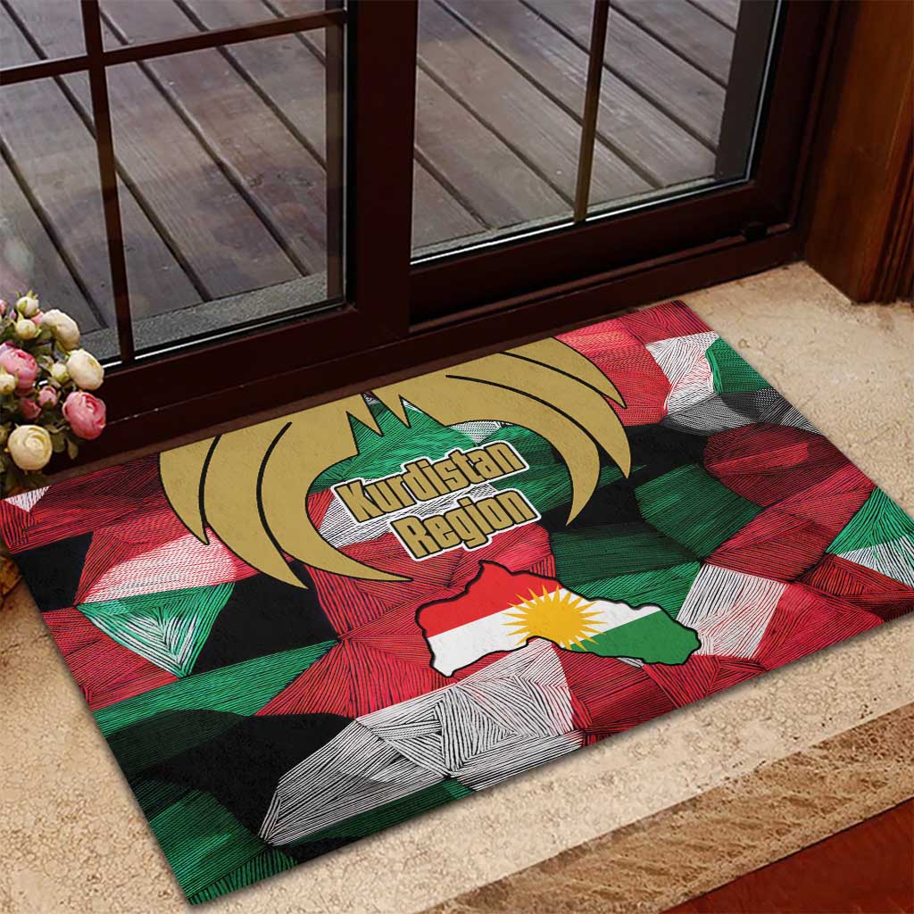 Kurdistan Region Iraq Rubber Doormat Eagle Emblem Red Green Black - Wonder Print Shop