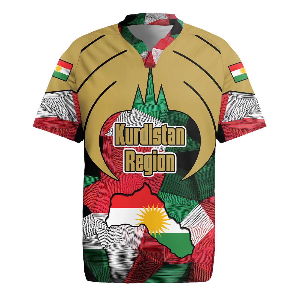 Kurdistan Region Iraq Rugby Jersey Eagle Emblem Red Green Black - Wonder Print Shop