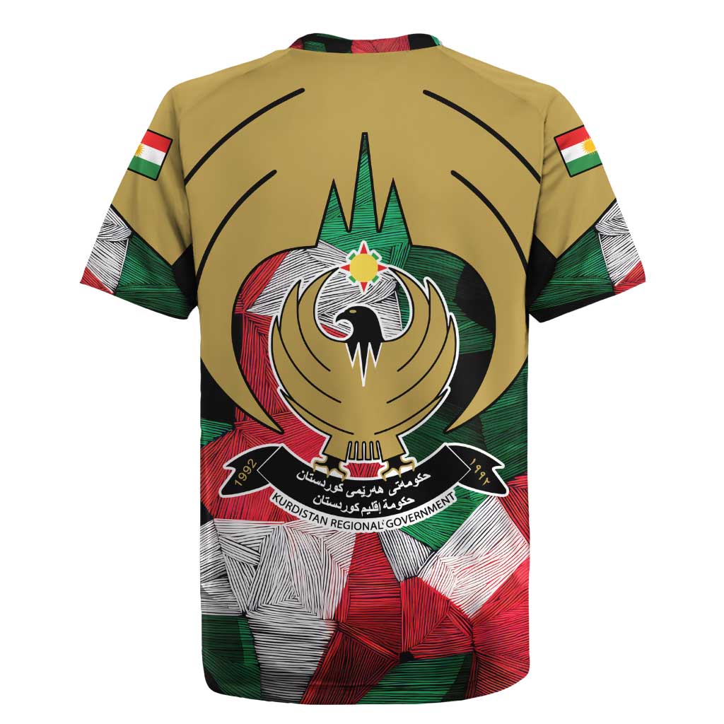 Kurdistan Region Iraq Rugby Jersey Eagle Emblem Red Green Black - Wonder Print Shop