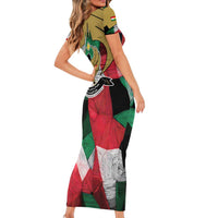 Kurdistan Region Iraq Short Sleeve Bodycon Dress Eagle Emblem Red Green Black - Wonder Print Shop