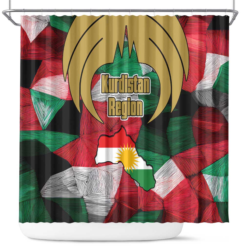 Kurdistan Region Iraq Shower Curtain Eagle Emblem Red Green Black - Wonder Print Shop