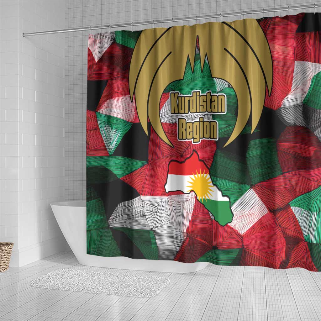 Kurdistan Region Iraq Shower Curtain Eagle Emblem Red Green Black - Wonder Print Shop