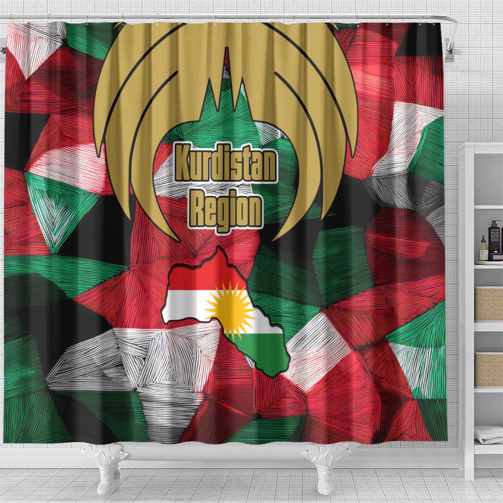 Kurdistan Region Iraq Shower Curtain Eagle Emblem Red Green Black - Wonder Print Shop