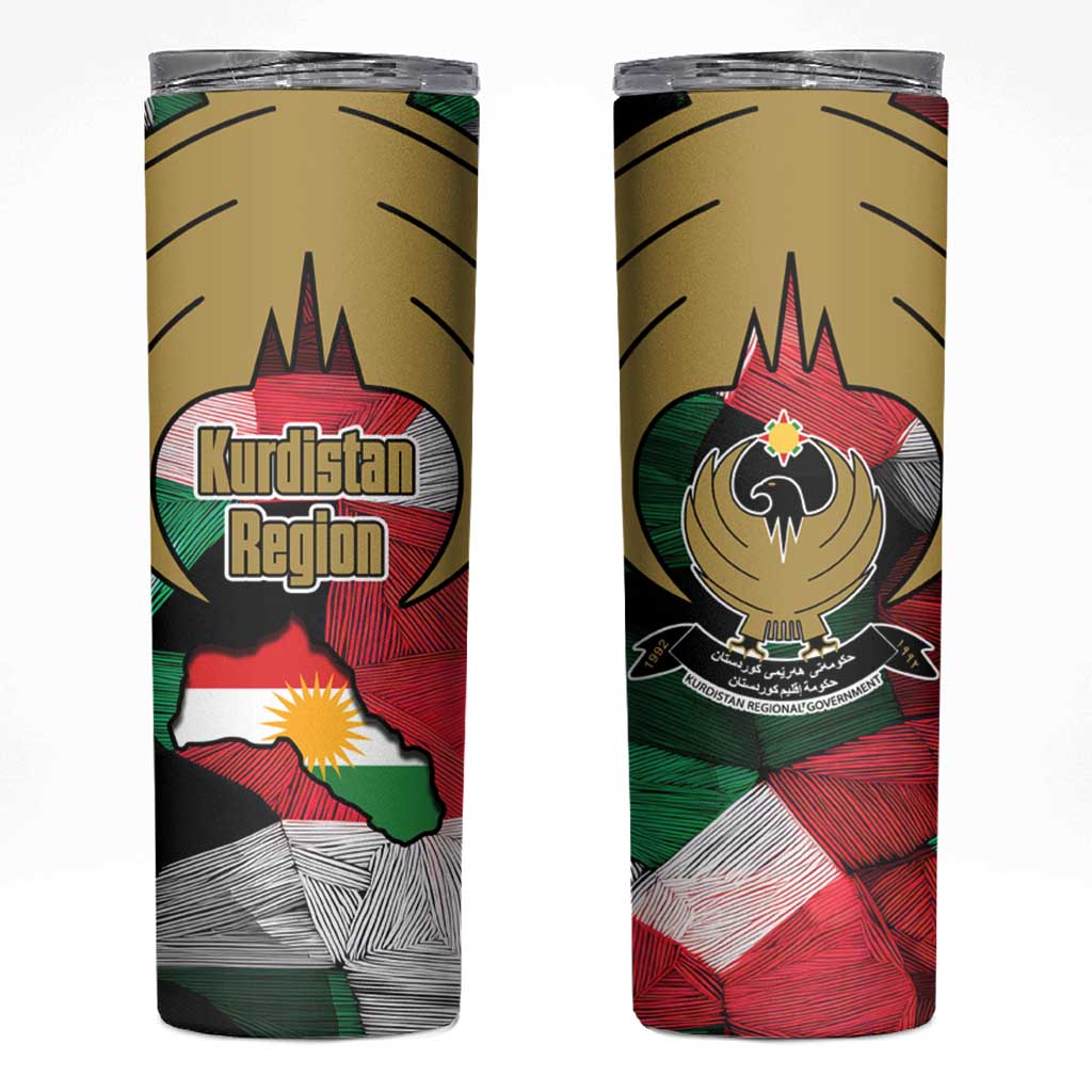 Kurdistan Region Iraq Skinny Tumbler Eagle Emblem Red Green Black - Wonder Print Shop