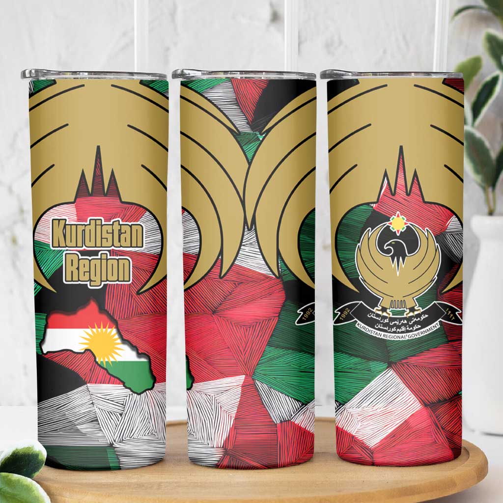 Kurdistan Region Iraq Skinny Tumbler Eagle Emblem Red Green Black - Wonder Print Shop