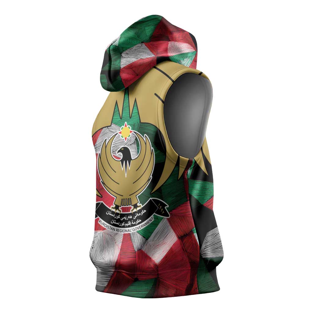Kurdistan Region Iraq Sleeveless Hoodie Eagle Emblem Red Green Black - Wonder Print Shop