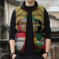 Kurdistan Region Iraq Sleeveless Puffer Jacket Eagle Emblem Red Green Black - Wonder Print Shop