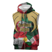 Kurdistan Region Iraq Sleeveless Zip Hoodie Eagle Emblem Red Green Black - Wonder Print Shop