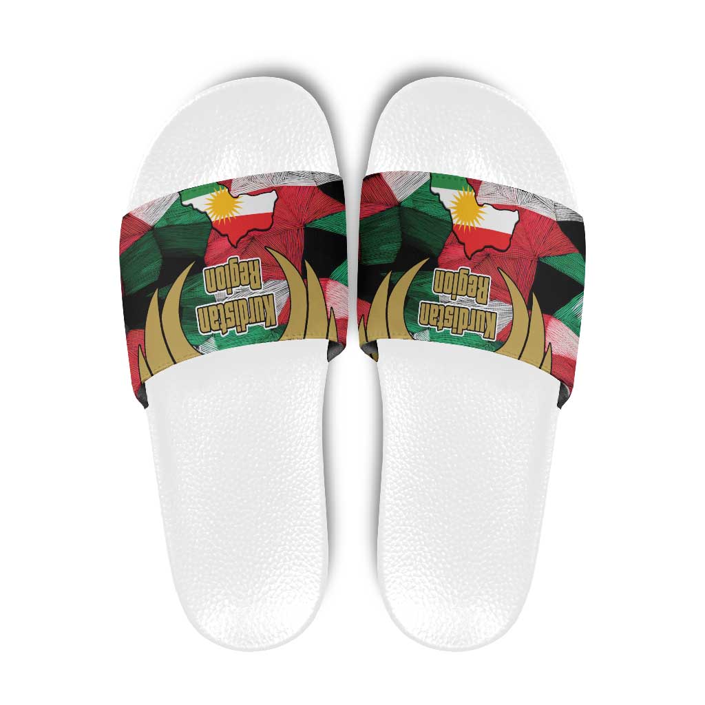 Kurdistan Region Iraq Slide Sandals Eagle Emblem Red Green Black - Wonder Print Shop