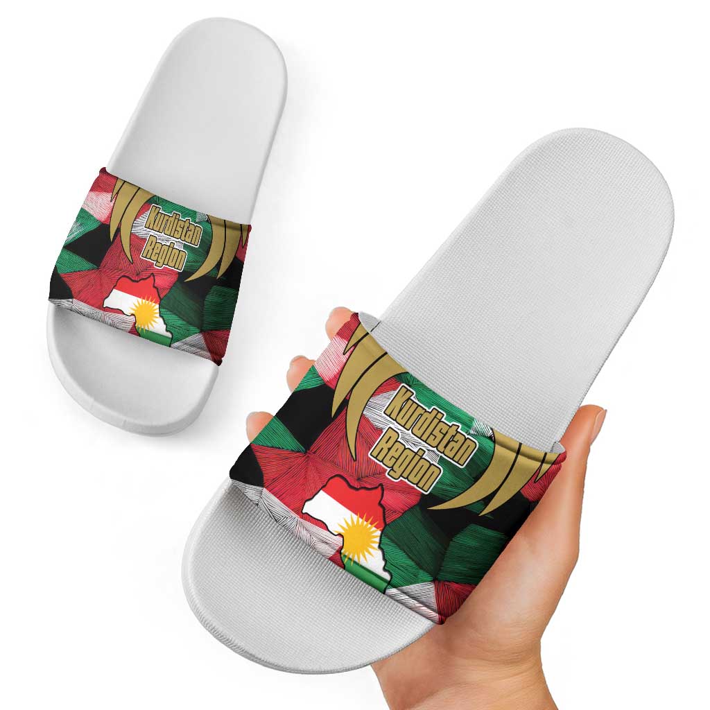 Kurdistan Region Iraq Slide Sandals Eagle Emblem Red Green Black - Wonder Print Shop