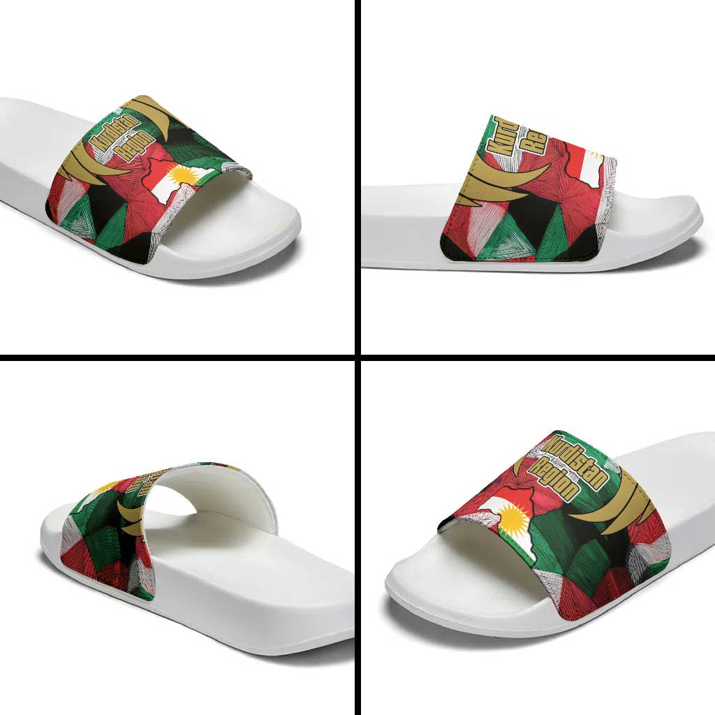 Kurdistan Region Iraq Slide Sandals Eagle Emblem Red Green Black - Wonder Print Shop