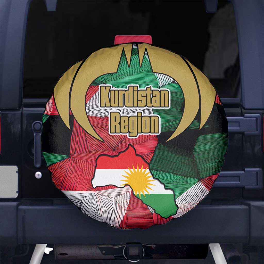 Kurdistan Region Iraq Spare Tire Cover Eagle Emblem Red Green Black - Wonder Print Shop