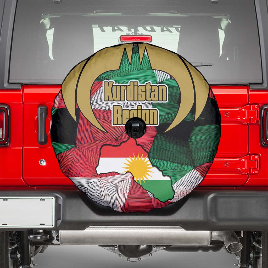 Kurdistan Region Iraq Spare Tire Cover Eagle Emblem Red Green Black - Wonder Print Shop