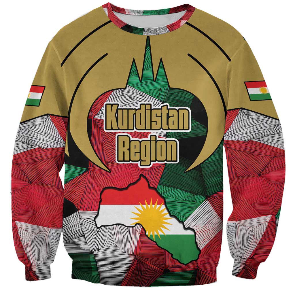 Kurdistan Region Iraq Sweatshirt Eagle Emblem Red Green Black - Wonder Print Shop