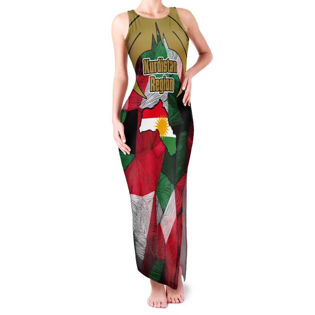 Kurdistan Region Iraq Tank Maxi Dress Eagle Emblem Red Green Black - Wonder Print Shop