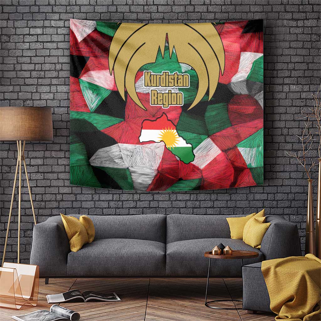 Kurdistan Region Iraq Tapestry Eagle Emblem Red Green Black - Wonder Print Shop