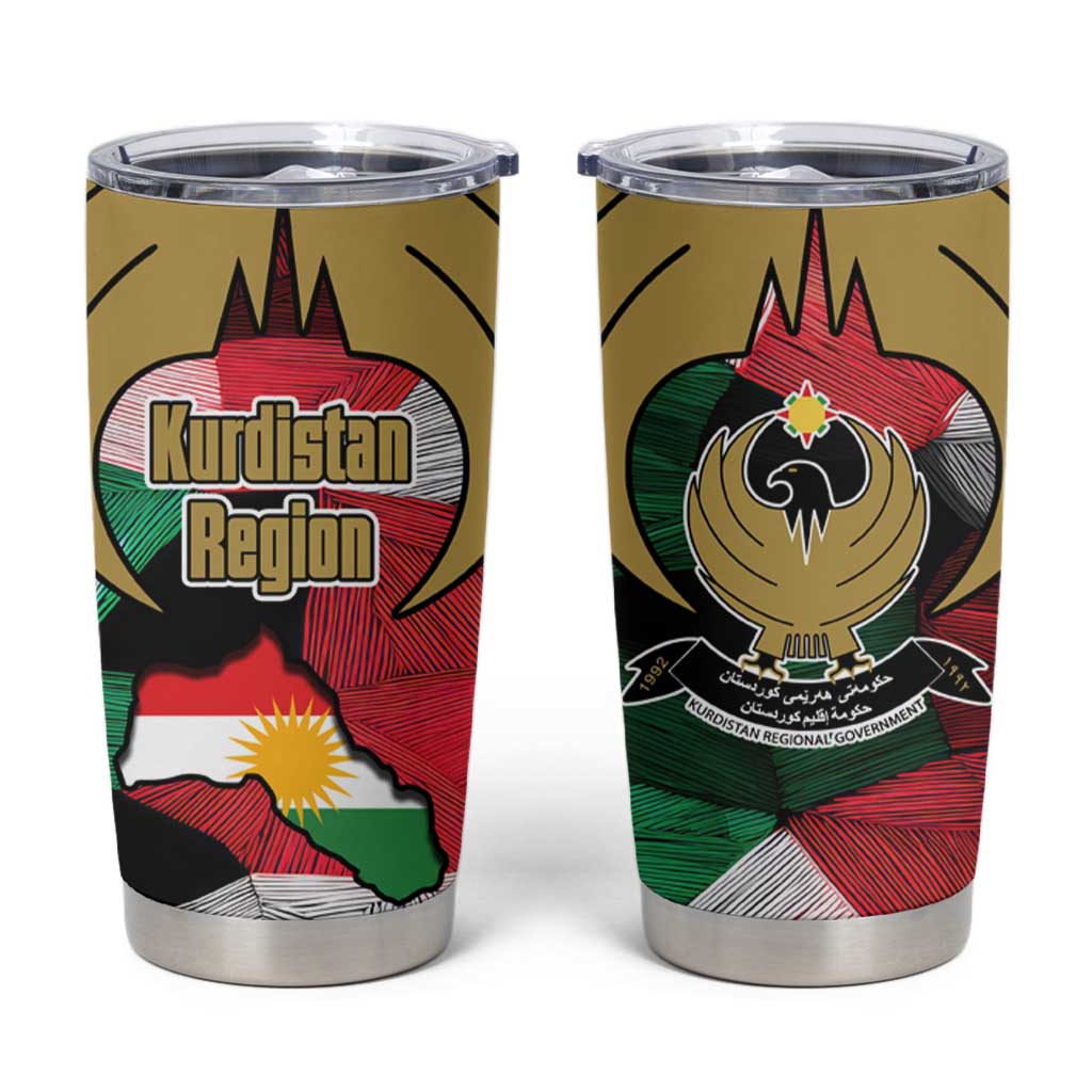 Kurdistan Region Iraq Tumbler Cup Eagle Emblem Red Green Black - Wonder Print Shop