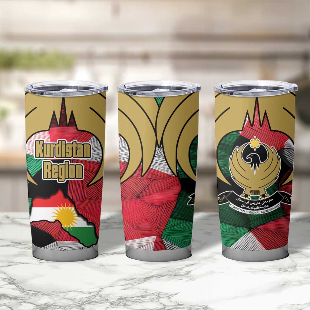 Kurdistan Region Iraq Tumbler Cup Eagle Emblem Red Green Black - Wonder Print Shop