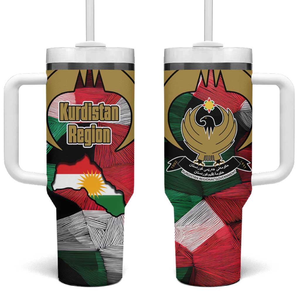 Kurdistan Region Iraq Tumbler With Handle Eagle Emblem Red Green Black - Wonder Print Shop