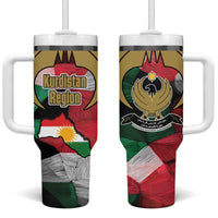 Kurdistan Region Iraq Tumbler With Handle Eagle Emblem Red Green Black - Wonder Print Shop