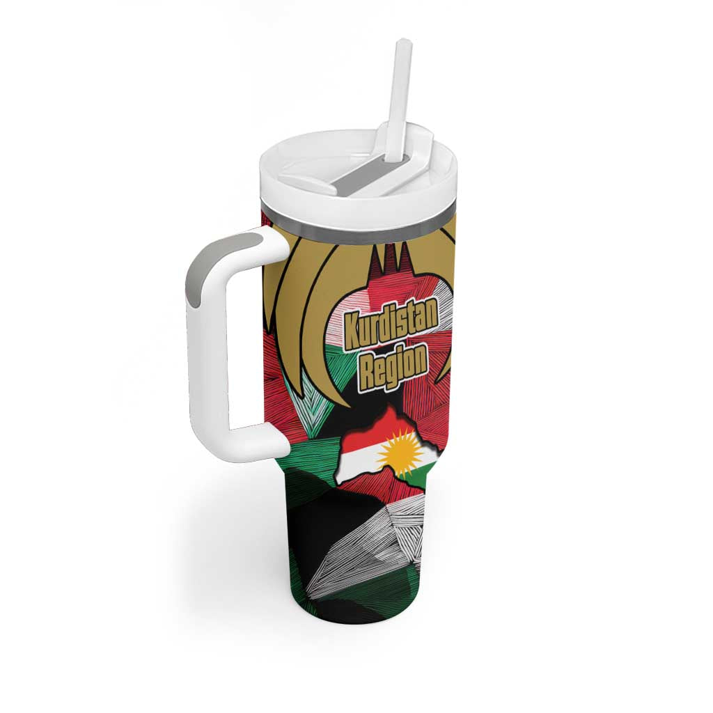 Kurdistan Region Iraq Tumbler With Handle Eagle Emblem Red Green Black - Wonder Print Shop