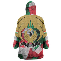 Kurdistan Region Iraq Wearable Blanket Hoodie Eagle Emblem Red Green Black - Wonder Print Shop