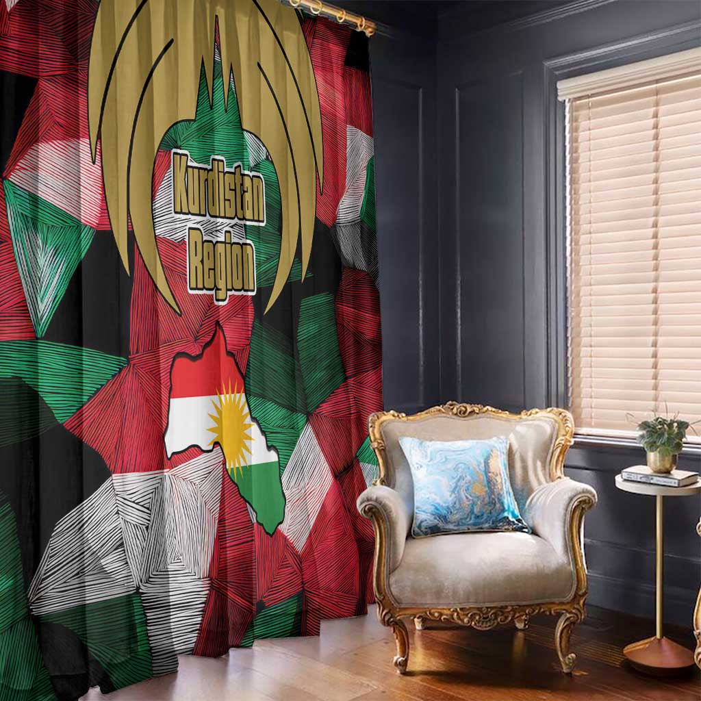Kurdistan Region Iraq Window Curtain Eagle Emblem Red Green Black - Wonder Print Shop