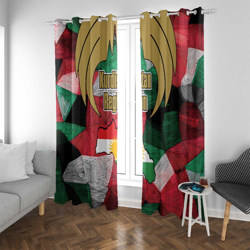 Kurdistan Region Iraq Window Curtain Eagle Emblem Red Green Black - Wonder Print Shop
