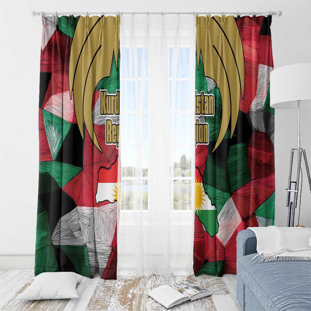 Kurdistan Region Iraq Window Curtain Eagle Emblem Red Green Black - Wonder Print Shop