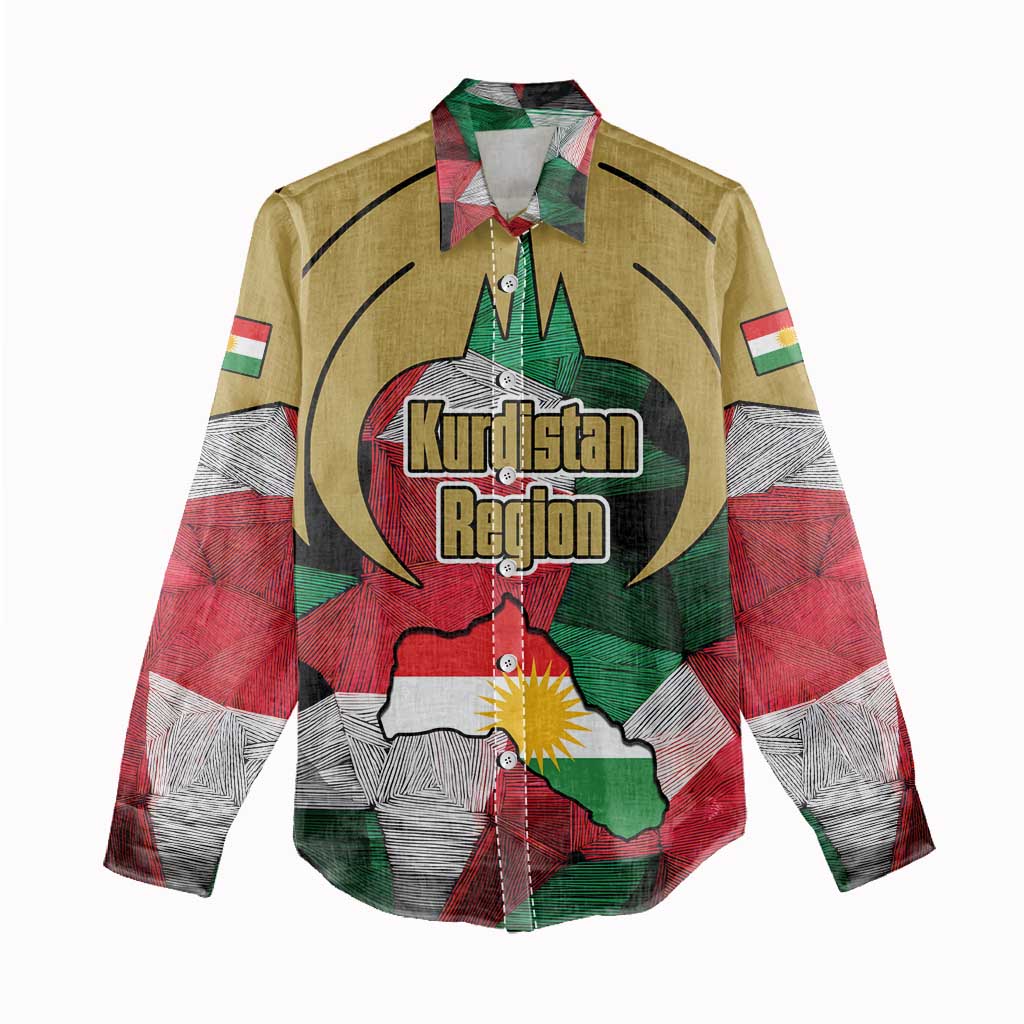 Kurdistan Region Iraq Women Casual Shirt Eagle Emblem Red Green Black - Wonder Print Shop