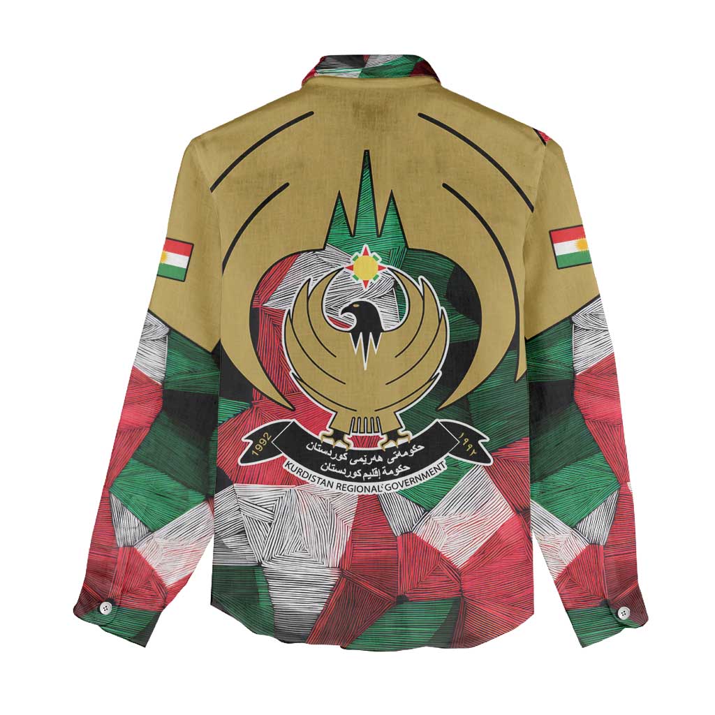 Kurdistan Region Iraq Women Casual Shirt Eagle Emblem Red Green Black - Wonder Print Shop