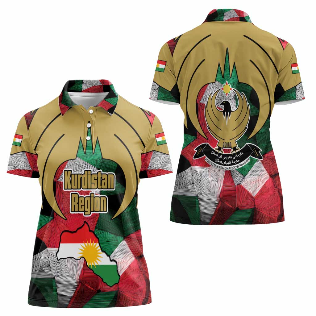 Kurdistan Region Iraq Women Polo Shirt Eagle Emblem Red Green Black - Wonder Print Shop