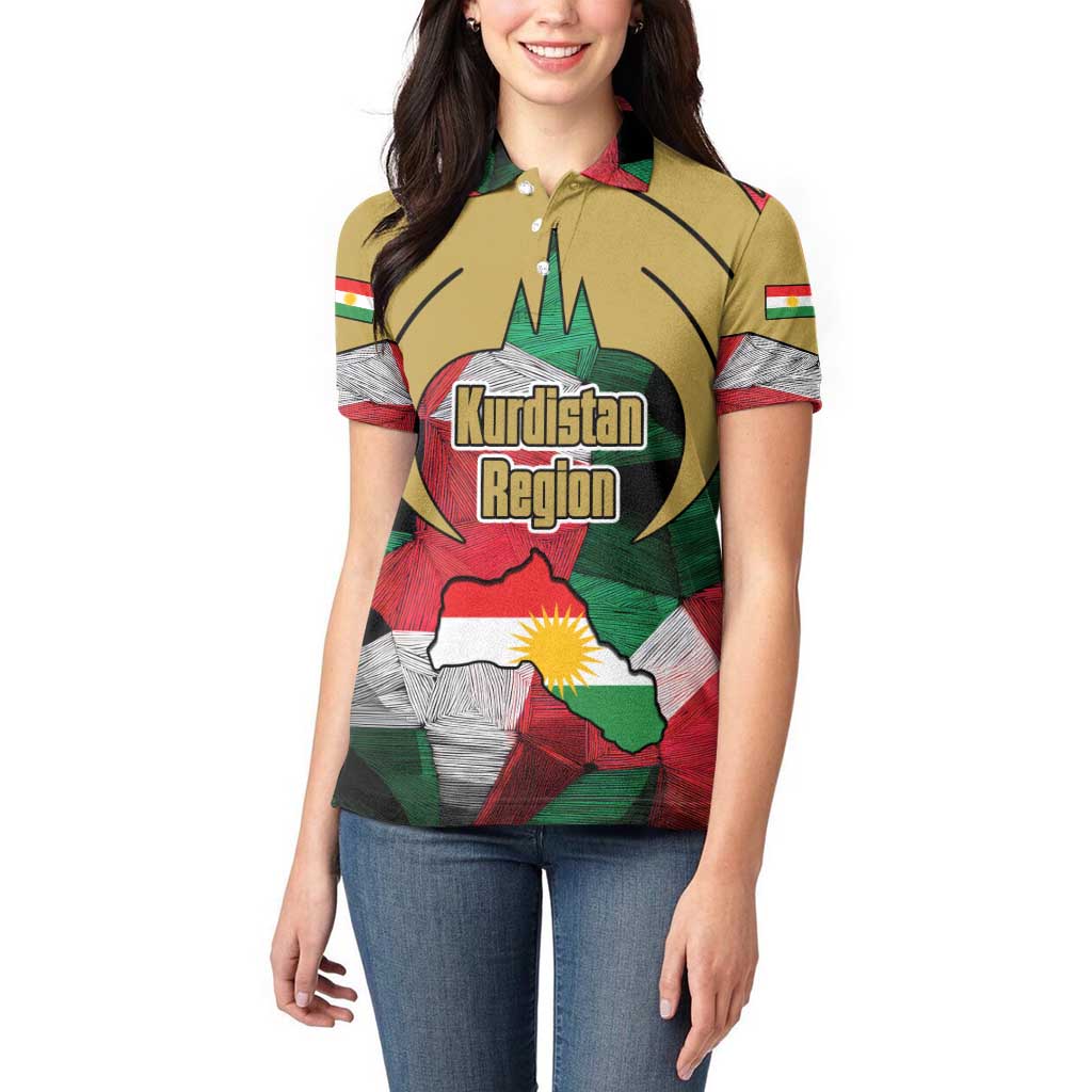 Kurdistan Region Iraq Women Polo Shirt Eagle Emblem Red Green Black - Wonder Print Shop
