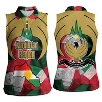 Kurdistan Region Iraq Women Sleeveless Polo Shirt Eagle Emblem Red Green Black - Wonder Print Shop