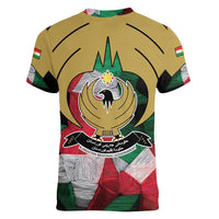 Kurdistan Region Iraq Women V-Neck T-Shirt Eagle Emblem Red Green Black - Wonder Print Shop