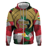 Kurdistan Region Iraq Zip Hoodie Eagle Emblem Red Green Black - Wonder Print Shop