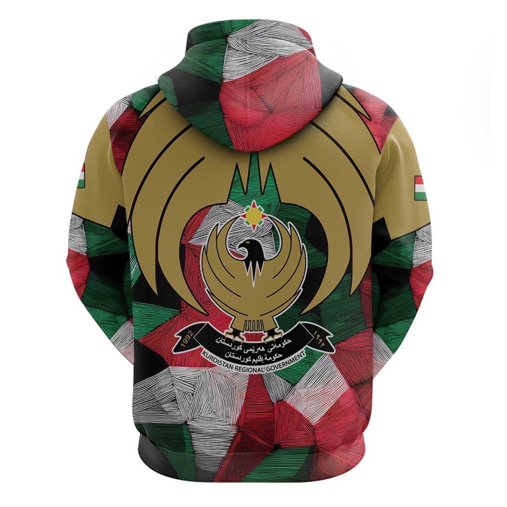 Kurdistan Region Iraq Zip Hoodie Eagle Emblem Red Green Black - Wonder Print Shop