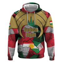 Kurdistan Region Iraq Zip Hoodie Eagle Emblem Red Green Black - Wonder Print Shop