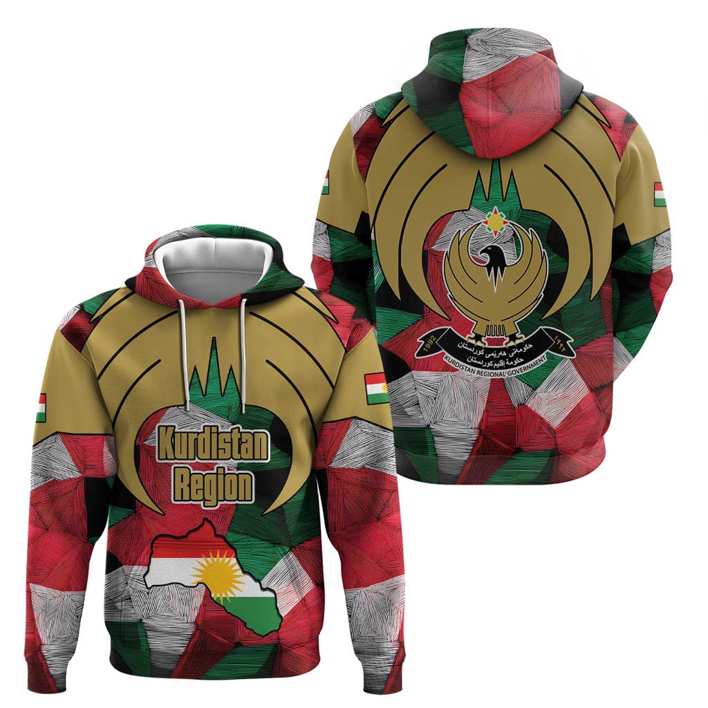 Kurdistan Region Iraq Zip Hoodie Eagle Emblem Red Green Black - Wonder Print Shop