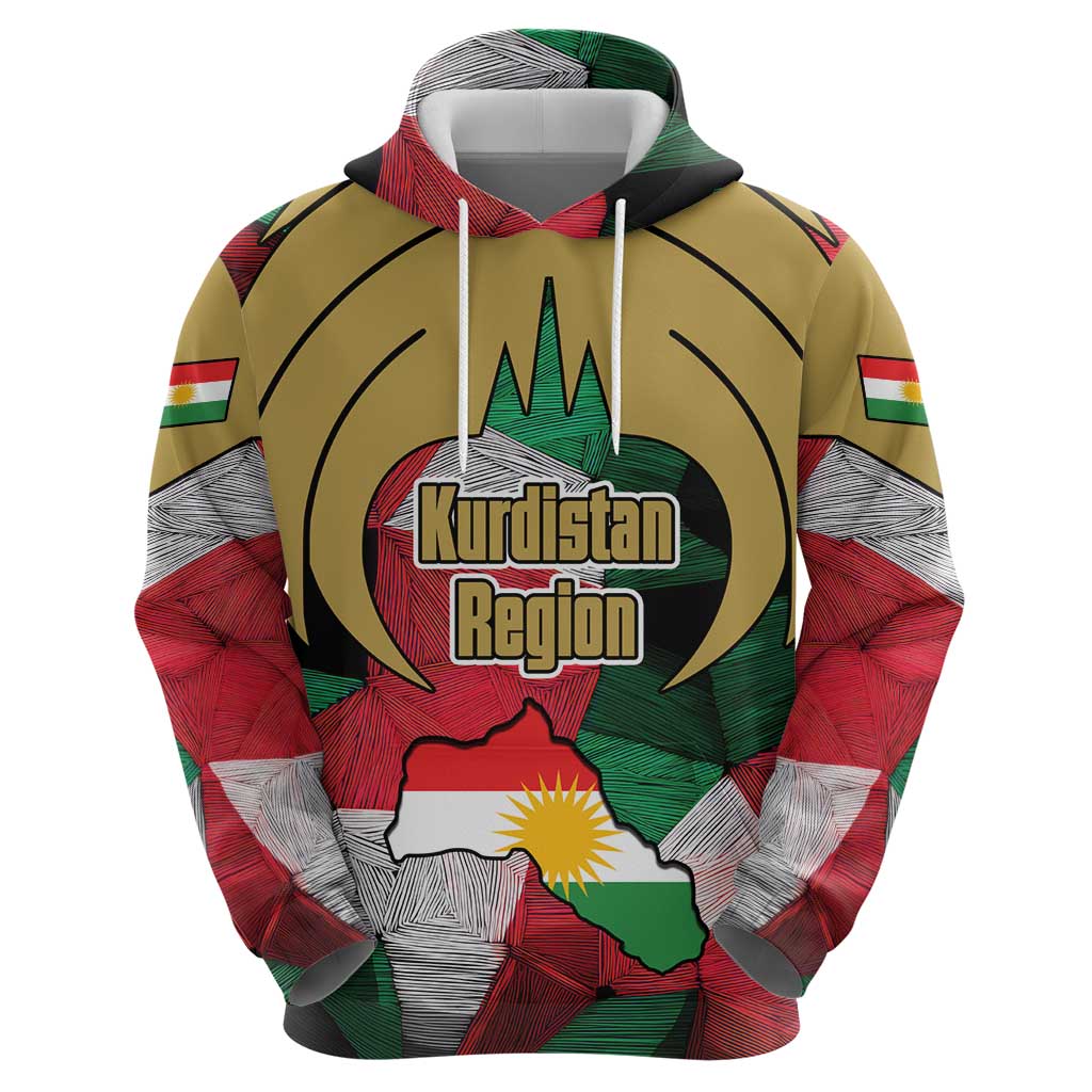 Kurdistan Region Iraq Zip Hoodie Eagle Emblem Red Green Black - Wonder Print Shop