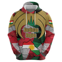 Kurdistan Region Iraq Zip Hoodie Eagle Emblem Red Green Black - Wonder Print Shop