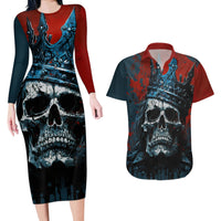 Skull King Couples Matching Long Sleeve Bodycon Dress and Hawaiian Shirt The Time Is Always Right To Do What Is Right - Wonder Print Shop