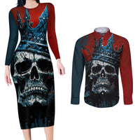 Skull King Couples Matching Long Sleeve Bodycon Dress and Long Sleeve Button Shirts The Time Is Always Right To Do What Is Right - Wonder Print Shop