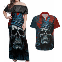 Skull King Couples Matching Off Shoulder Maxi Dress and Hawaiian Shirt The Time Is Always Right To Do What Is Right - Wonder Print Shop