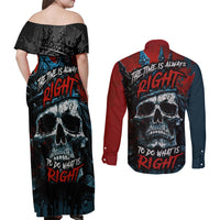Skull King Couples Matching Off Shoulder Maxi Dress and Long Sleeve Button Shirts The Time Is Always Right To Do What Is Right - Wonder Print Shop